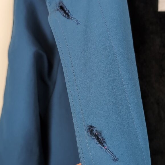 London Fog Hooded Trench Coat Thick Removable Fleece Teal Blue Womens Size 8 - Picture 14 of 15